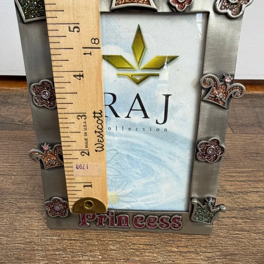 Raj Collection Princess Pewter Tone Glitter Crown‎ Picture Frame Vintage 2002